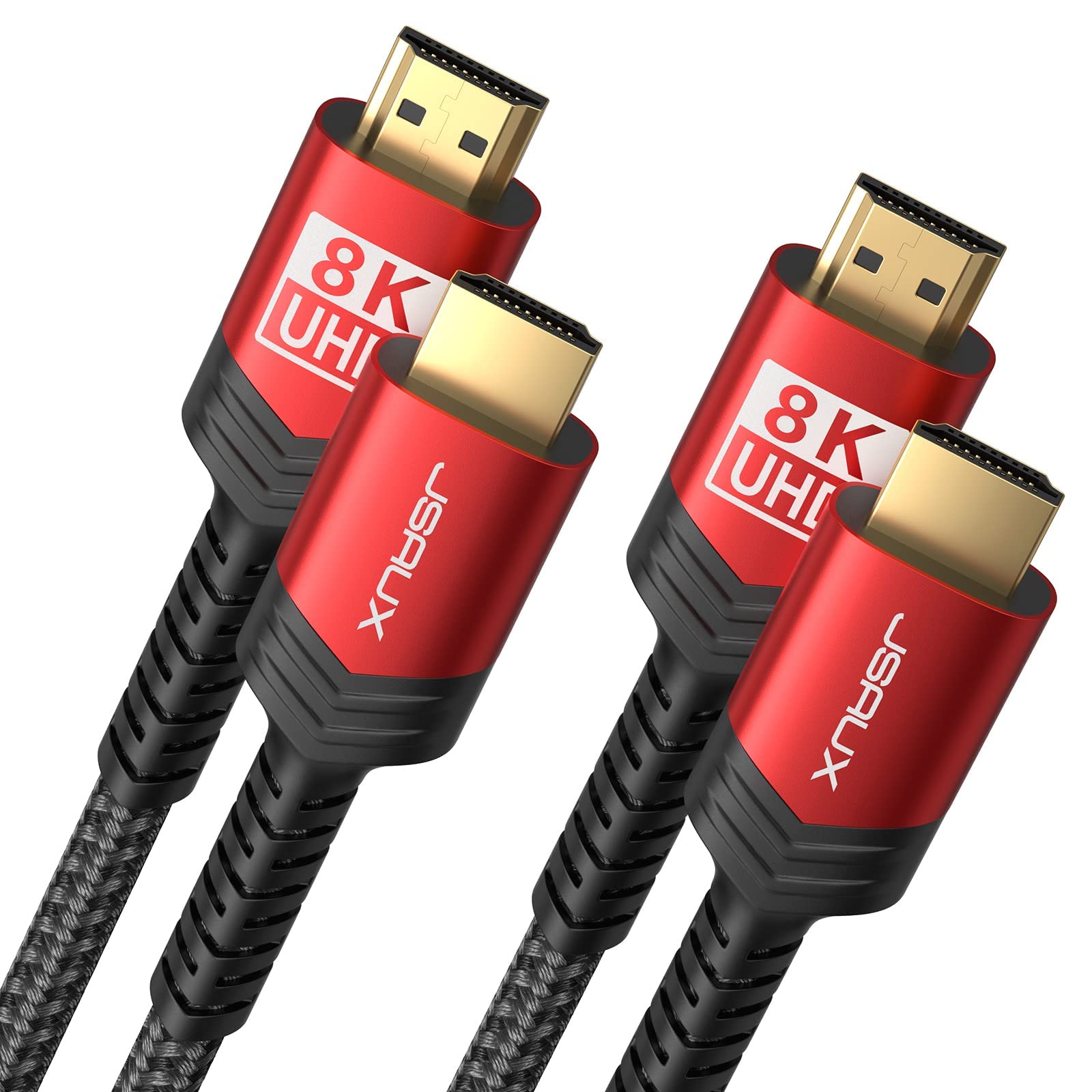 JSAUX 10K 8K HDMI Cable 2.1 2 Pack 6ft, JSAUX 48Gbps Ultra High Speed HDMI Cable Braided Cord, 4K@120Hz, 4K@144Hz, 8K@60Hz, HDCP 2.2&2.3, HDR 10, eARC,ARC Compatible with Dolby PS5 Monitor JSAUX 10K 8K HDMI Cable 2.1 2 Pack 6ft, JSAUX 48Gbps Ultra High Speed HDMI Cable Braided Cord, 4K@120Hz, 4K@144Hz, 8K@60Hz, HDCP 2.2&2.3, HDR 10, eARC,ARC Compatible with Dolby PS5 Monitor